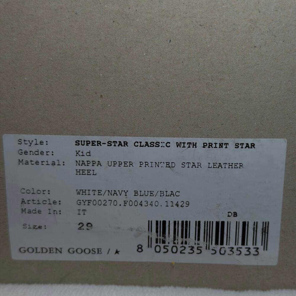 Golden Goose Superstar Young Kids White Navy Star GYF00270 EU 29 w/ Box - Picture 6 of 15